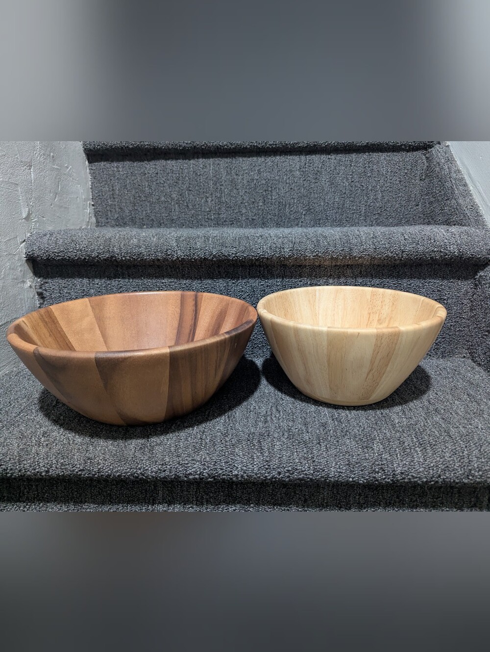 2 wooden bowls